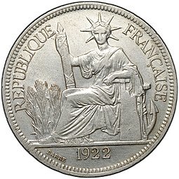 фото для Монета 1 пиастр 1922 H Французский Индокитай Аверс