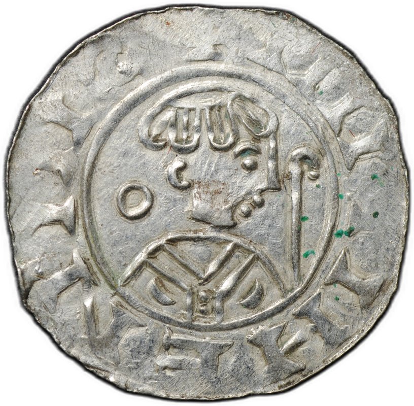 Монета Денарий 1054-1076 Гронинген Епископ Вильгельм и Генрих III-IV кольцо слева Утрехт Нидерланды 