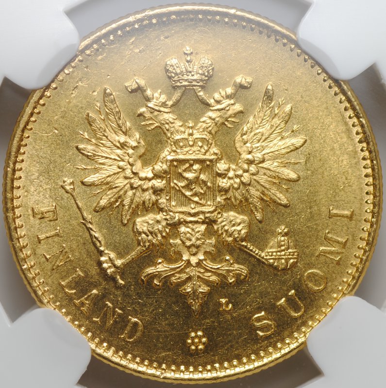 Монета 20 марок 1904 L Русская Финляндия слаб ННР MS 63