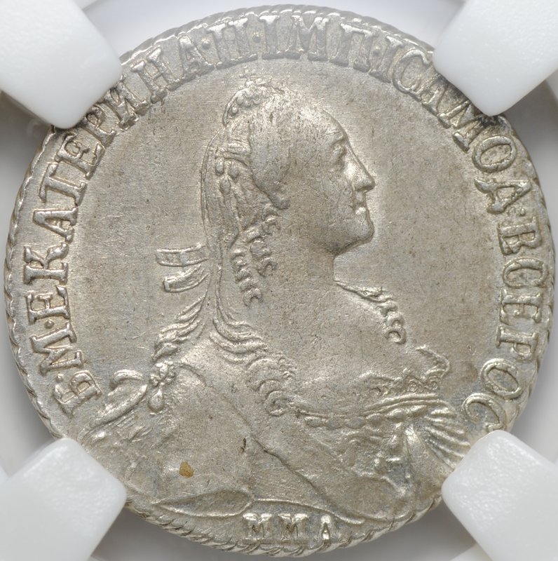 Монета Полуполтинник 1770 ММД ДМ слаб ННР AU 58