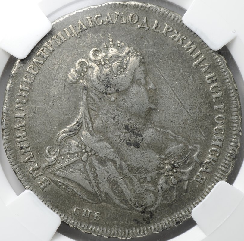 Монета 1 рубль 1740 СПБ слаб ННР VF Det.