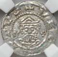 Монета Денарий 1068-1077 Экберт II Доккум Фрисландия Нидерланды слаб ННР MS 62