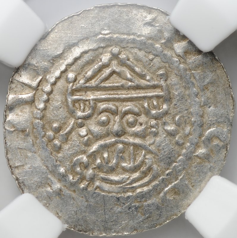 Монета Денарий 1068-1077 Экберт II Ставорен Фрисландия Нидерланды слаб ННР MS 62