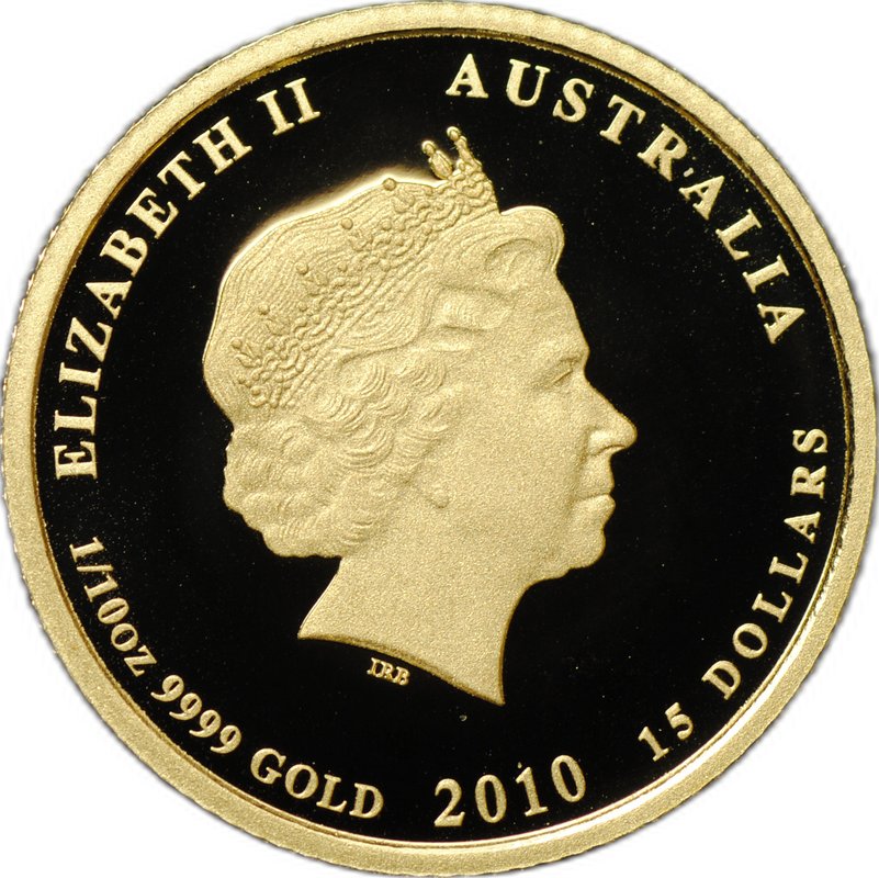 Монета 15 долларов 2010 Год Тигра PROOF Лунар Австралия (коробка)