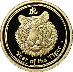 фото для Монета 15 долларов 2010 Год Тигра PROOF Лунар Австралия (коробка) Аверс