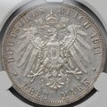 Монета 3 марки 1911 25 лет свадьбы Вильгельма и Шарлоты Вюртемберг Германия слаб CPRC MS 63