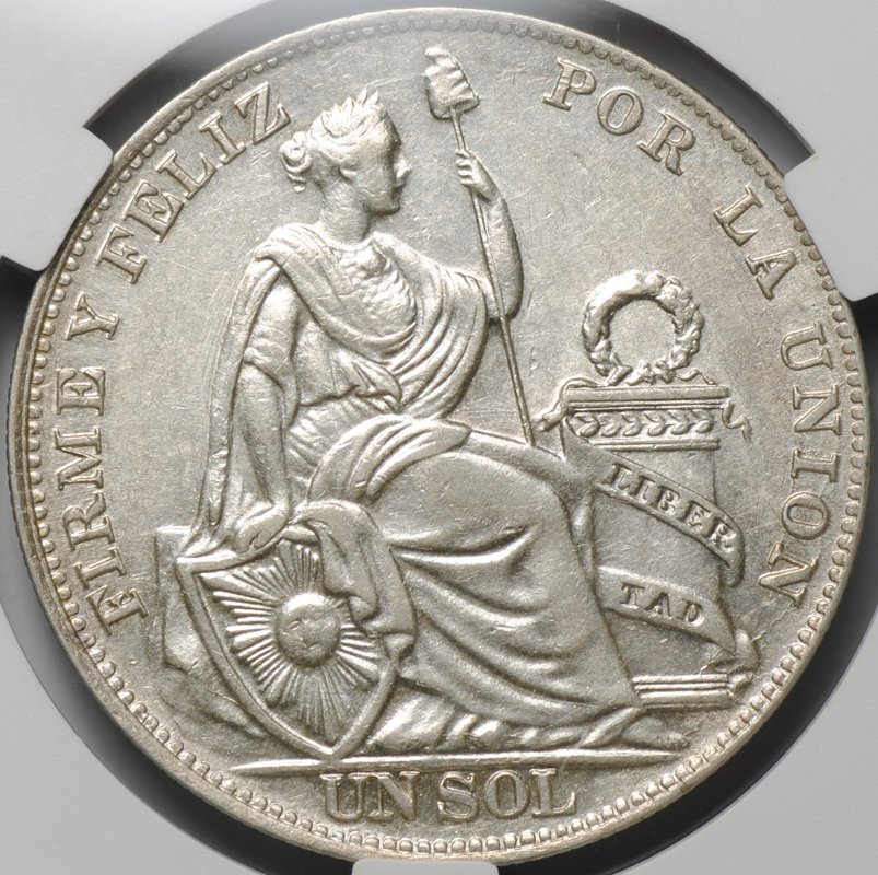 Монета 1 соль 1934 Перу слаб CPRC AU 58