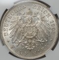 Монета 5 марок 1908 F Вюртемберг Германия слаб ННР MS 63
