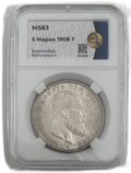Монета 5 марок 1908 F Вюртемберг Германия слаб ННР MS 63