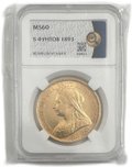 Монета 5 фунтов 1893 Великобритания слаб ННР MS 60
