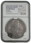 Монета 1 крона 1662 Роза, дата на гурте Англия слаб CPRC VF Det.