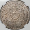 Монета 5 марок 1904 Шаумбург-Липпе Германия слаб ННР MS 64