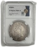 Монета 5 марок 1904 Шаумбург-Липпе Германия слаб ННР MS 64