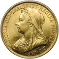 Монета 2 фунта (соверена) 1893 Великобритания