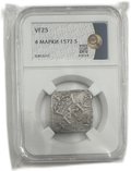 Монета 4 марки 1572 Швеция слаб ННР VF 25