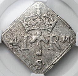 фото для Монета 4 марки 1572 Швеция слаб ННР VF 25 Аверс