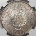 Монета 3 марки 1915 Смерть Георга II Саксен-Мейнинген Германия слаб ННР MS 65