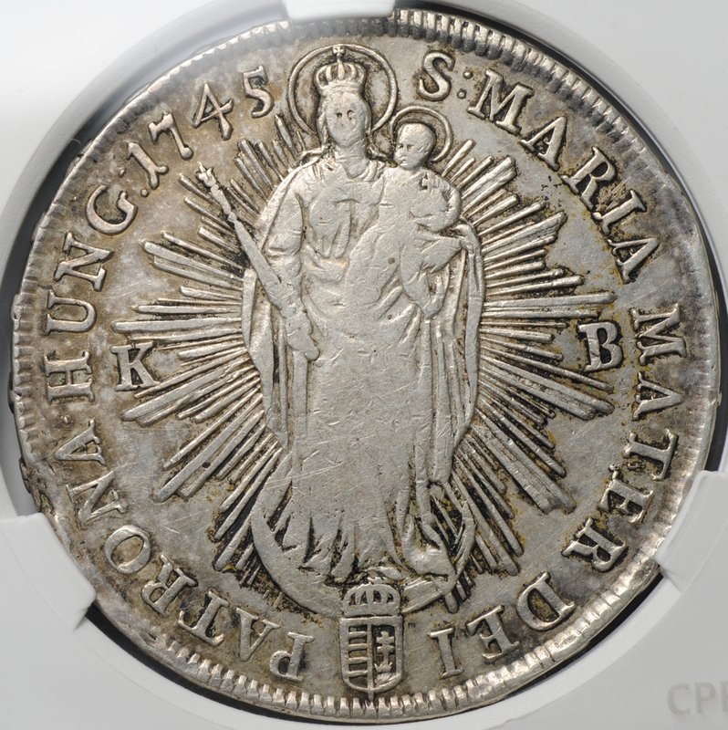 Монета 1 талер 1745 Венгрия слаб CPRC VF 35