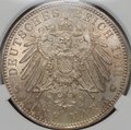 Монета 5 марок 1911 Луитпольд Баварский 90 лет  Бавария Германия слаб CPRC MS 63