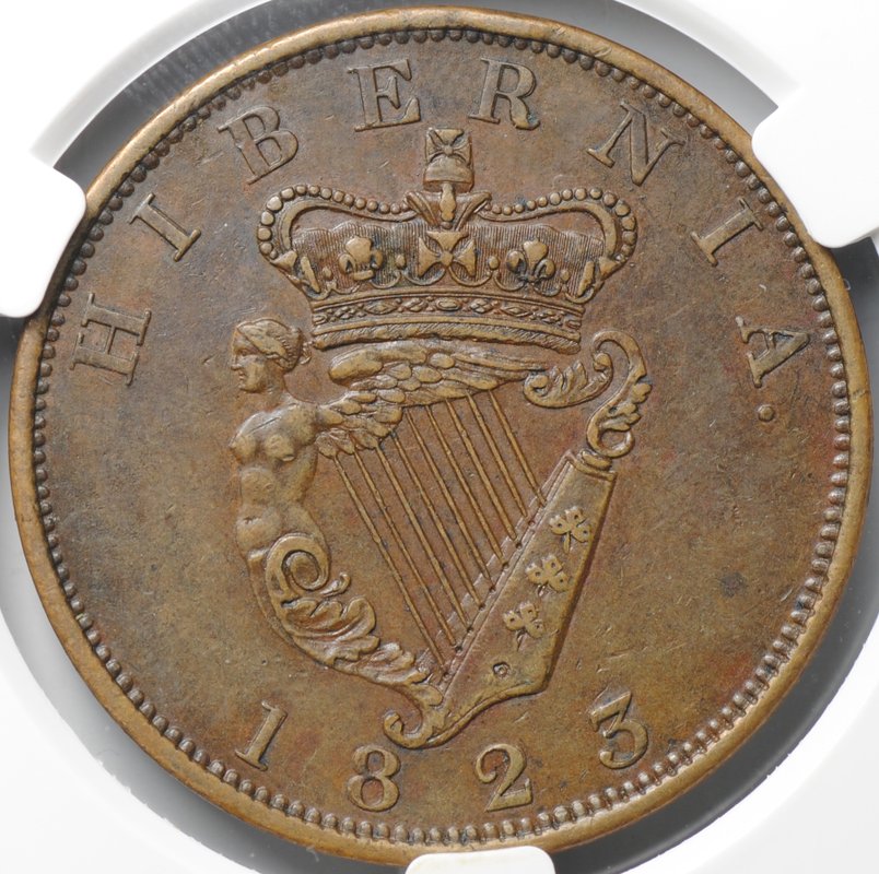Монета 1 пенни 1823 Ирландия слаб CPRC XF 40 BN