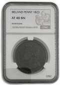Монета 1 пенни 1823 Ирландия слаб CPRC XF 40 BN