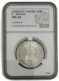 Монета 3 рейхсмарки (марки) 1929 1000 лет Мейсену Германия слаб CPRC MS 64