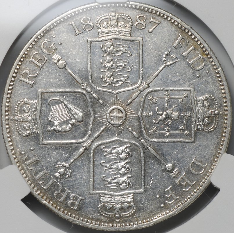 Монета 4 шиллинга (2 флорина) 1887 Великобритания слаб CPRC AU 55