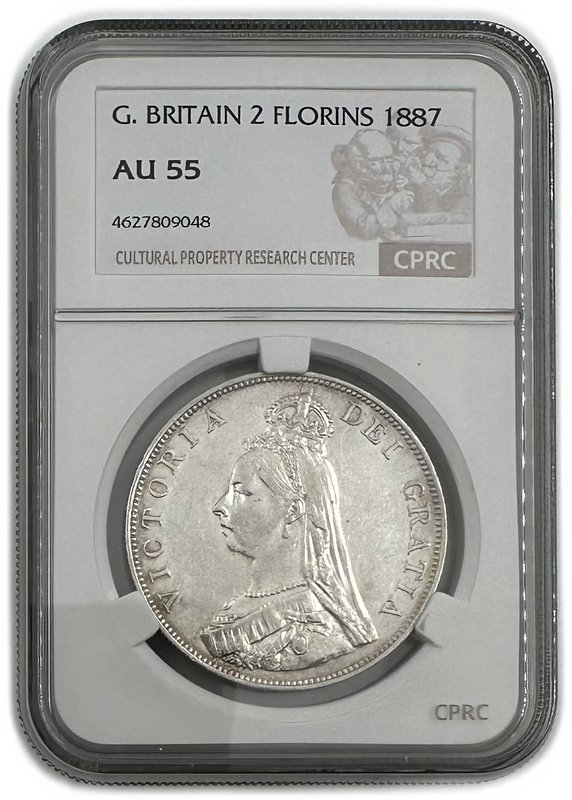 Монета 4 шиллинга (2 флорина) 1887 Великобритания слаб CPRC AU 55