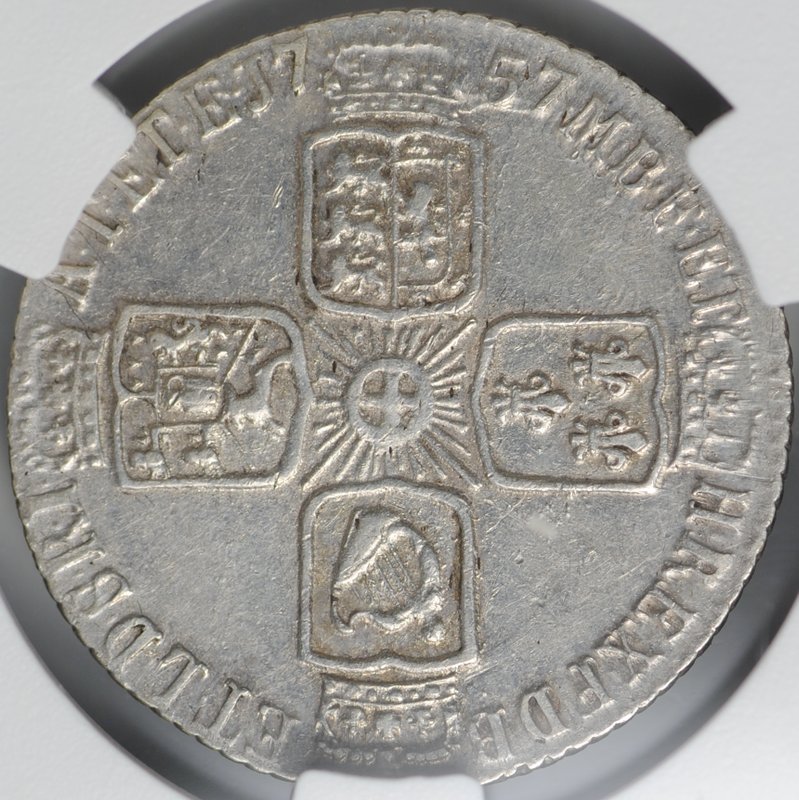 Монета 6 пенсов 1757 Великобритания слаб CPRC AU 50