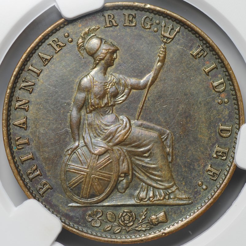 Монета 1/2 пенни 1858 Великобритания слаб CPRC AU 55 BN