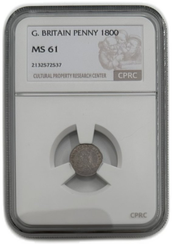 Монета 1 пенни 1800 Maundy Великобритания слаб CPRC MS 61