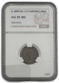 Монета 1/2 фартинга 1844 Великобритания слаб CPRC AU 55 BN