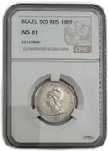 Монета 500 реалов 1889 Бразилия слаб CPRC MS 61