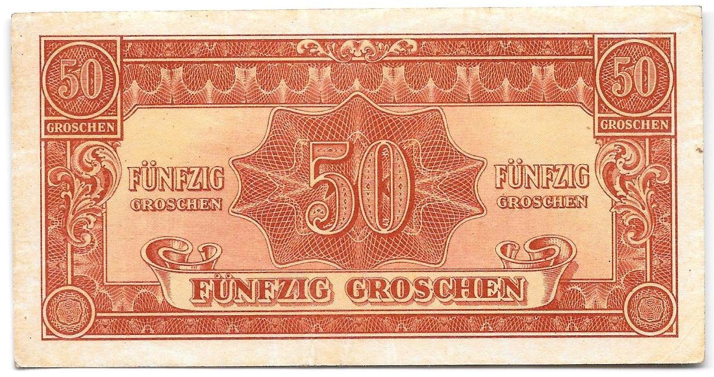 Банкнота 50 грошей 1944 оккупация Союзников Австрия