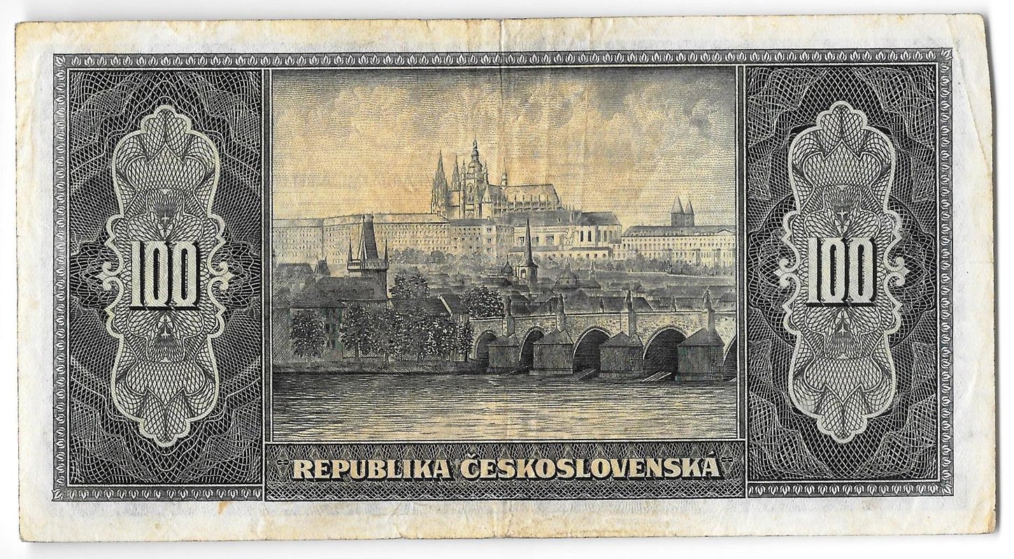 Банкнота 100 крон 1945 Чехословакия