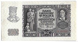 фото для Банкнота 20 злотых 1940 оккупация Германия Третий Рейх Польша Аверс