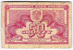 фото для Банкнота 50 грошей 1944 оккупация Польша Аверс