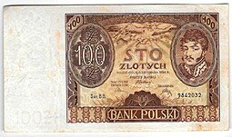 фото для Банкнота 100 злотых 1934 Польша Аверс