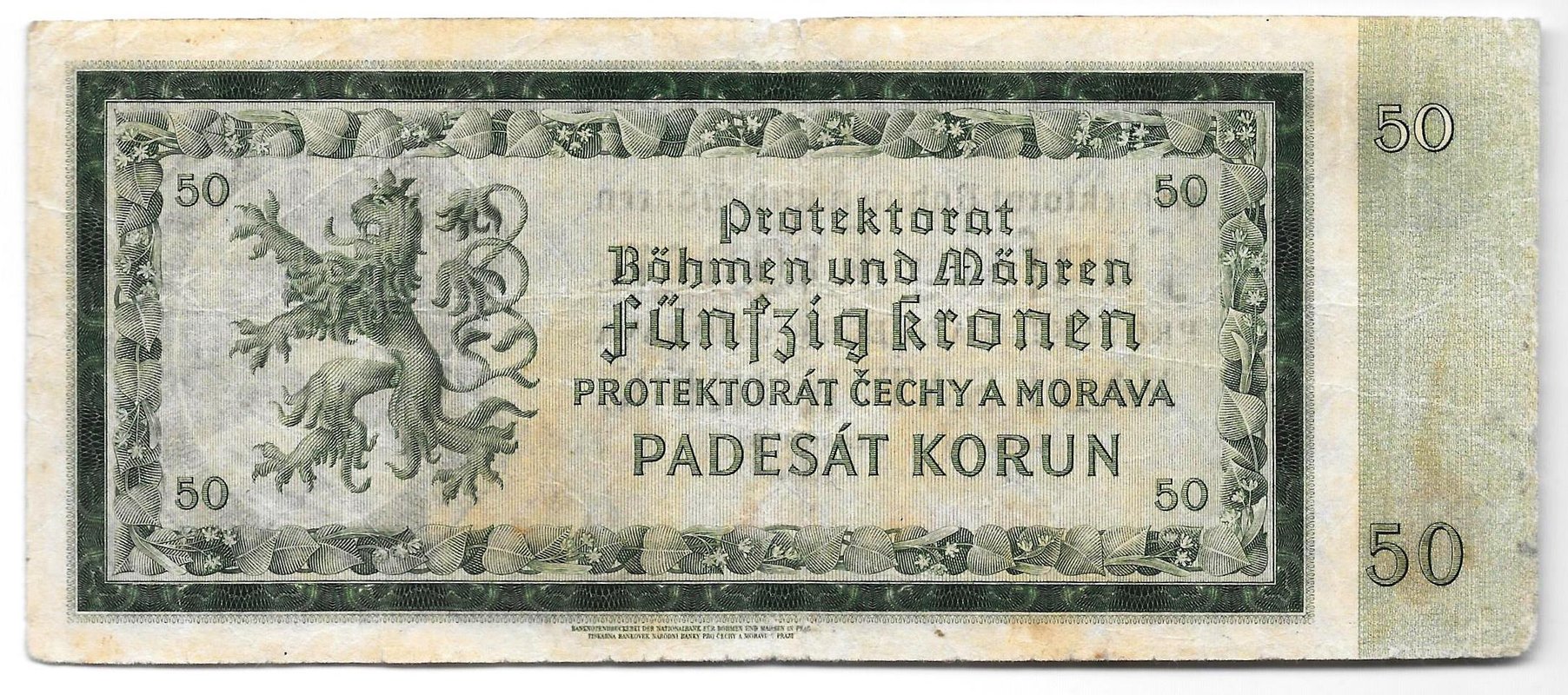 Банкнота 50 крон 1940 Богемия и Моравия