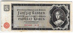 фото для Банкнота 50 крон 1940 Богемия и Моравия Аверс