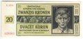 Банкнота 20 крон 1944 перфорация образец SPECIMEN Богемия и Моравия