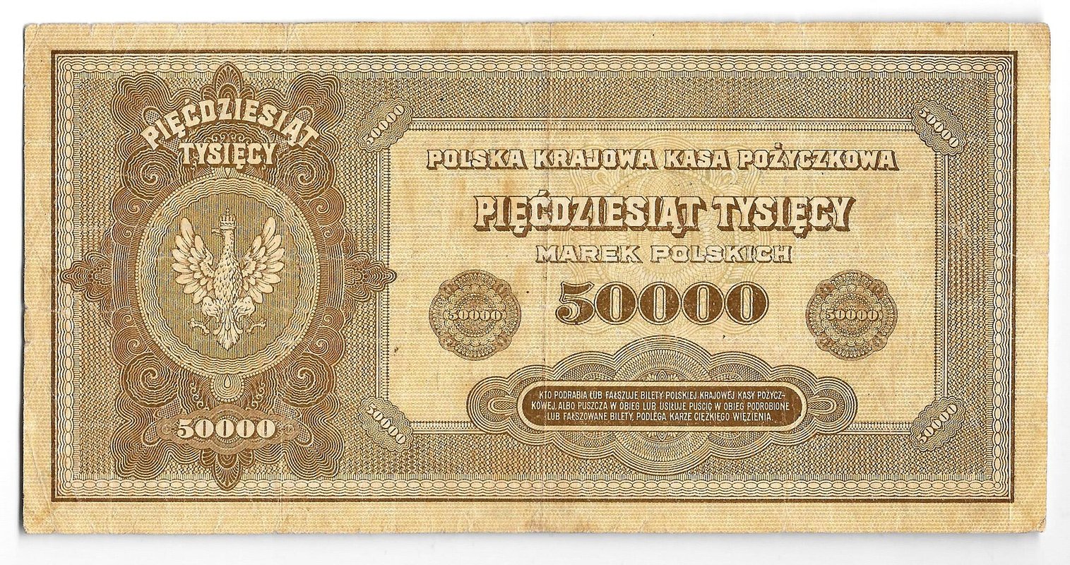 Банкнота 50000 марок 1922 Польша