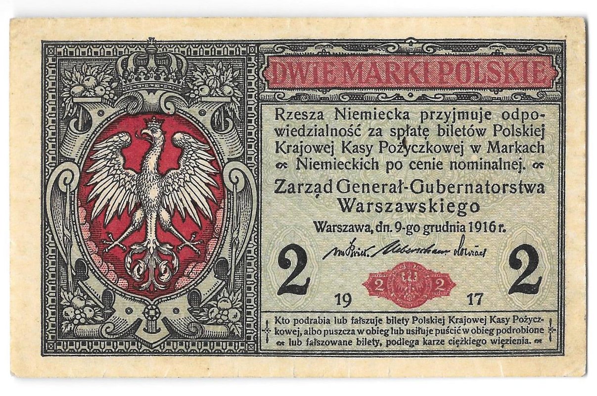 Банкнота 2 марки 1916-1917 Польша