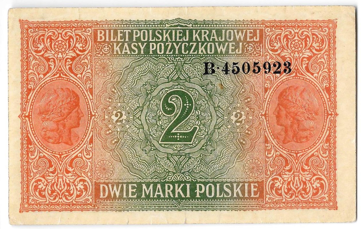 Банкнота 2 марки 1916-1917 Польша