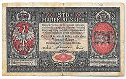 фото для Банкнота 100 марок 1916 Польша Аверс