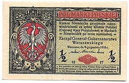 фото для Банкнота 1/2 марки 1916-1917 Польша Аверс