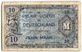 Банкнота 10 марок 1944 Германия Третий рейх Оккупация Союзными войсками 