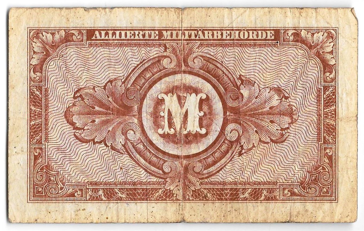 Банкнота 10 марок 1944 Германия Третий рейх Оккупация Союзными войсками 