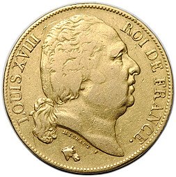 фото для Монета 20 франков 1824 А Франция Аверс