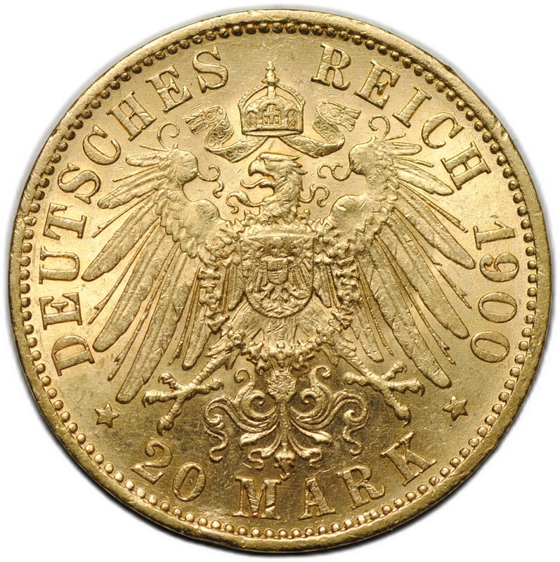 Монета 20 марок 1900 А Пруссия Германия